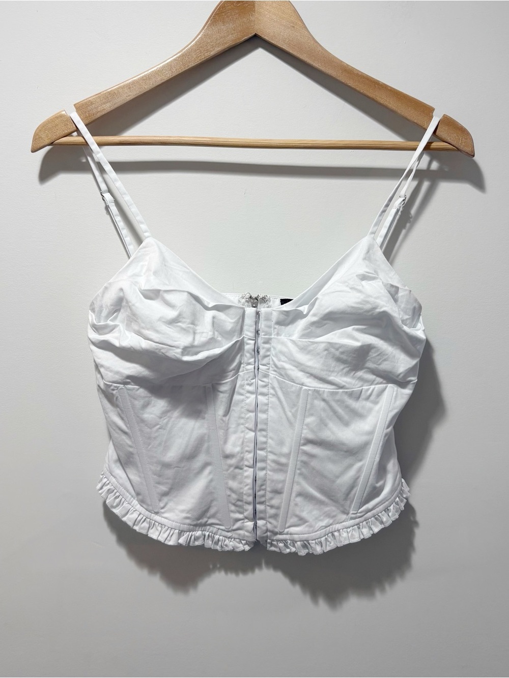 White Fox White Milkmaid Corset Bustier Top Ruffle Gathered Bodice Size Small
